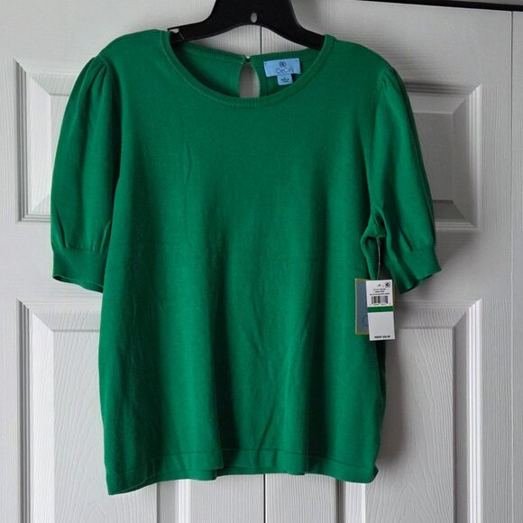 NWT CeCe Green Knit Top L - Picture 2 of 9